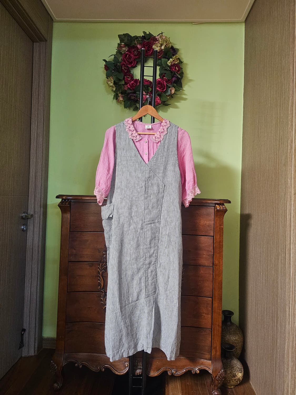 샤밀 린넨100% 오버롤 원피스 상품이미지1