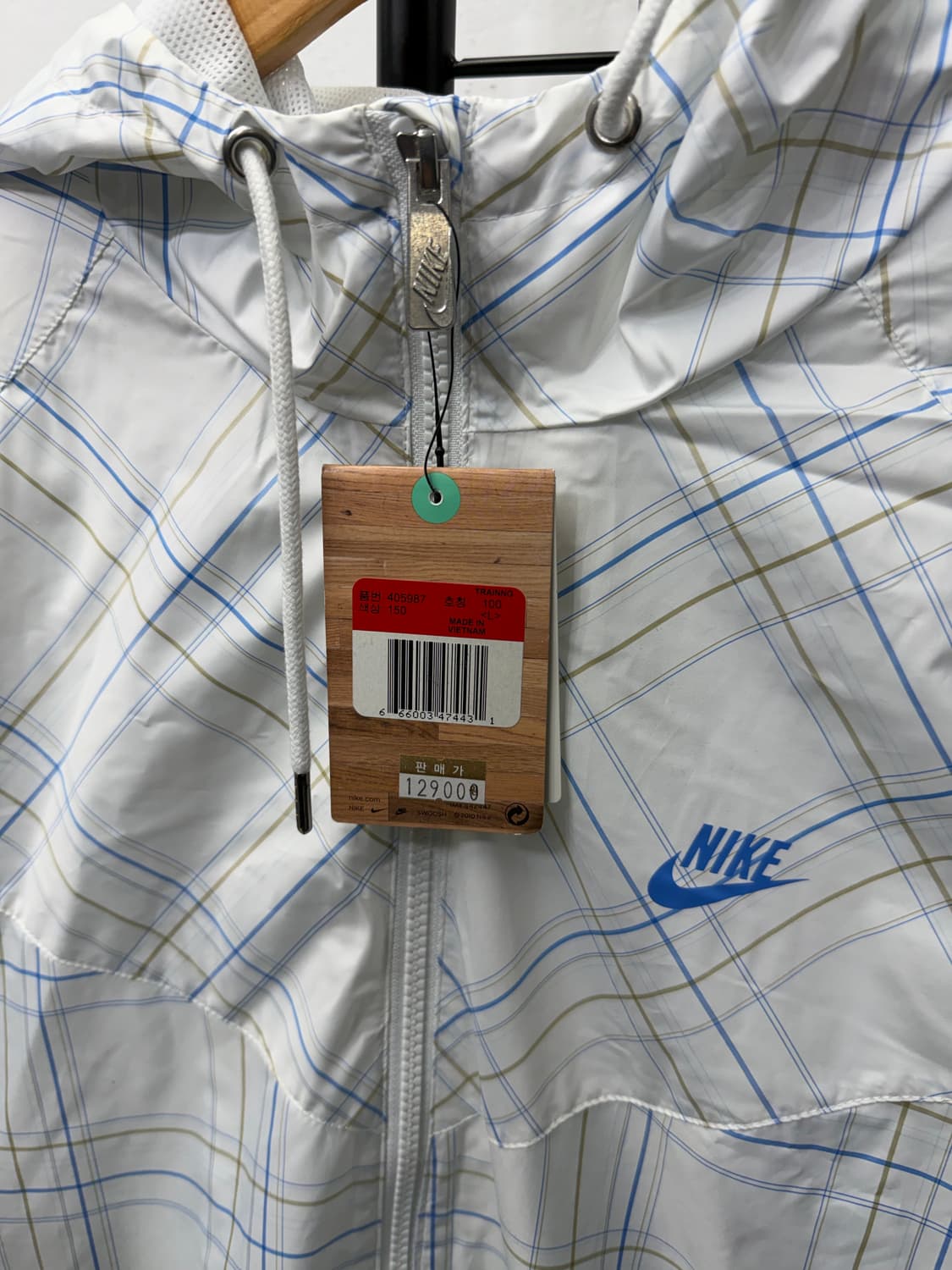 새제품) 나이키 남성 체크 패턴 바람막이 자켓 L 상품이미지3