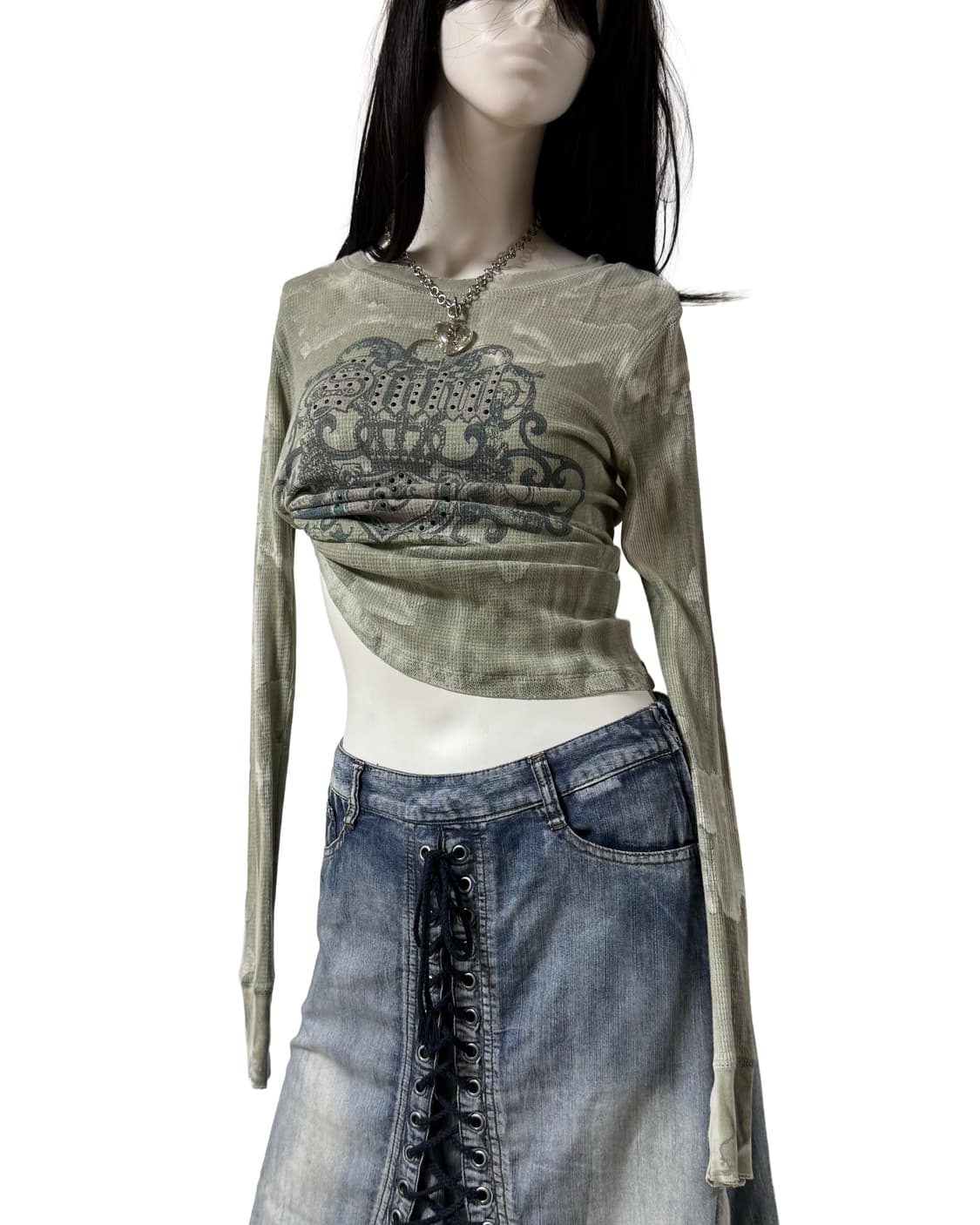 Y2k 슬림핏 그런지 탑 상품이미지1