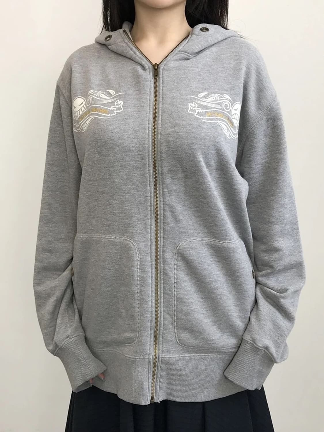 One Piece Skull Graphic Zip Hoodie 상품이미지5