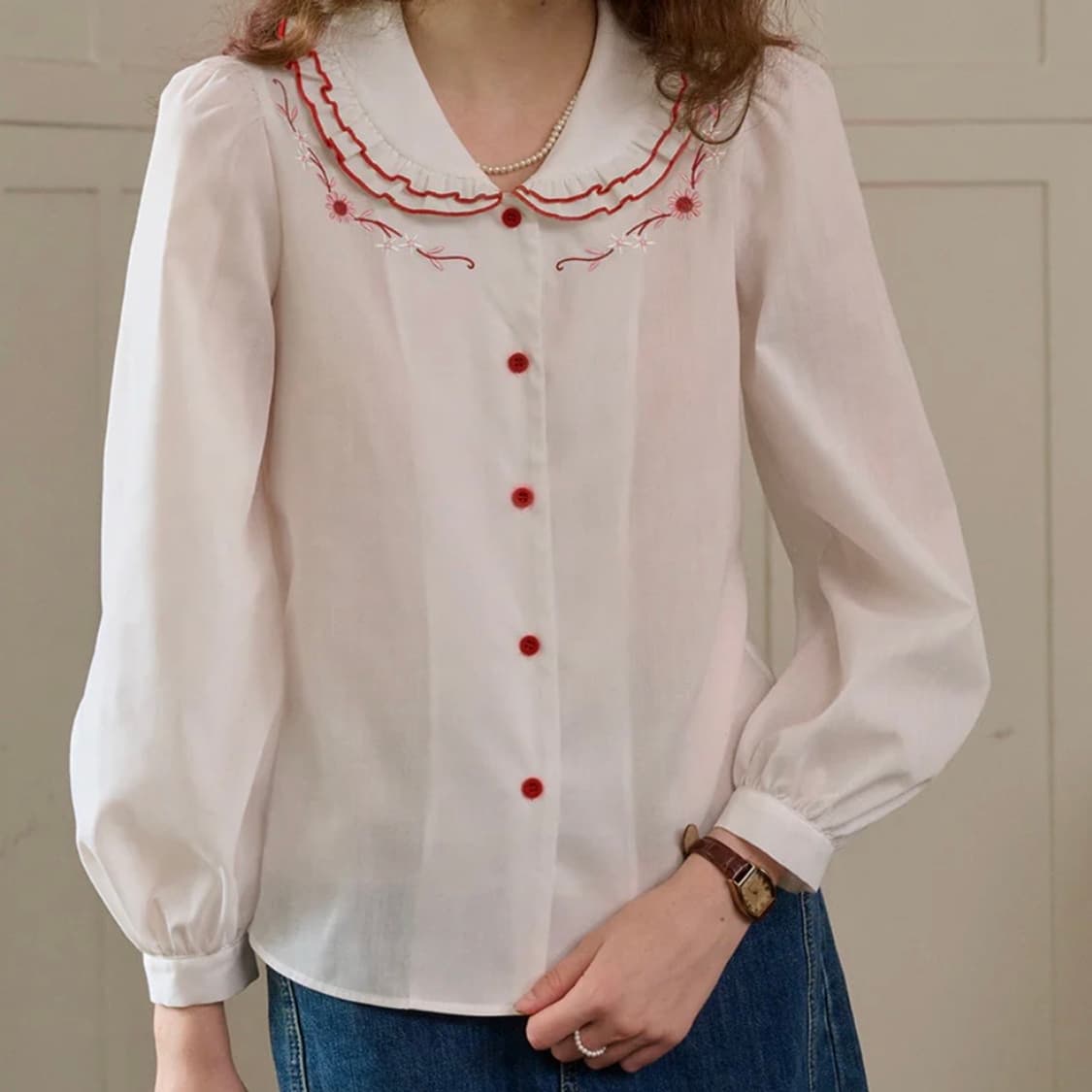 심플레트로 블라우스 L 사이즈 새상품 상품이미지2