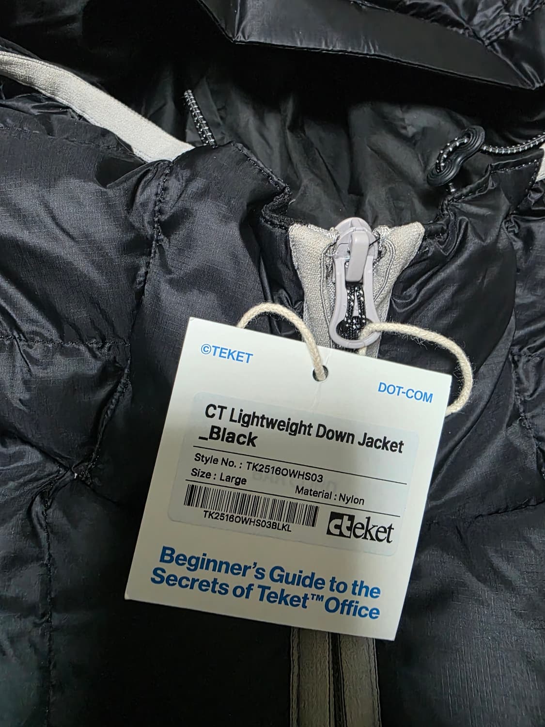 [L] Teket 테켓 경량 패딩 블랙 새상품 상품이미지2