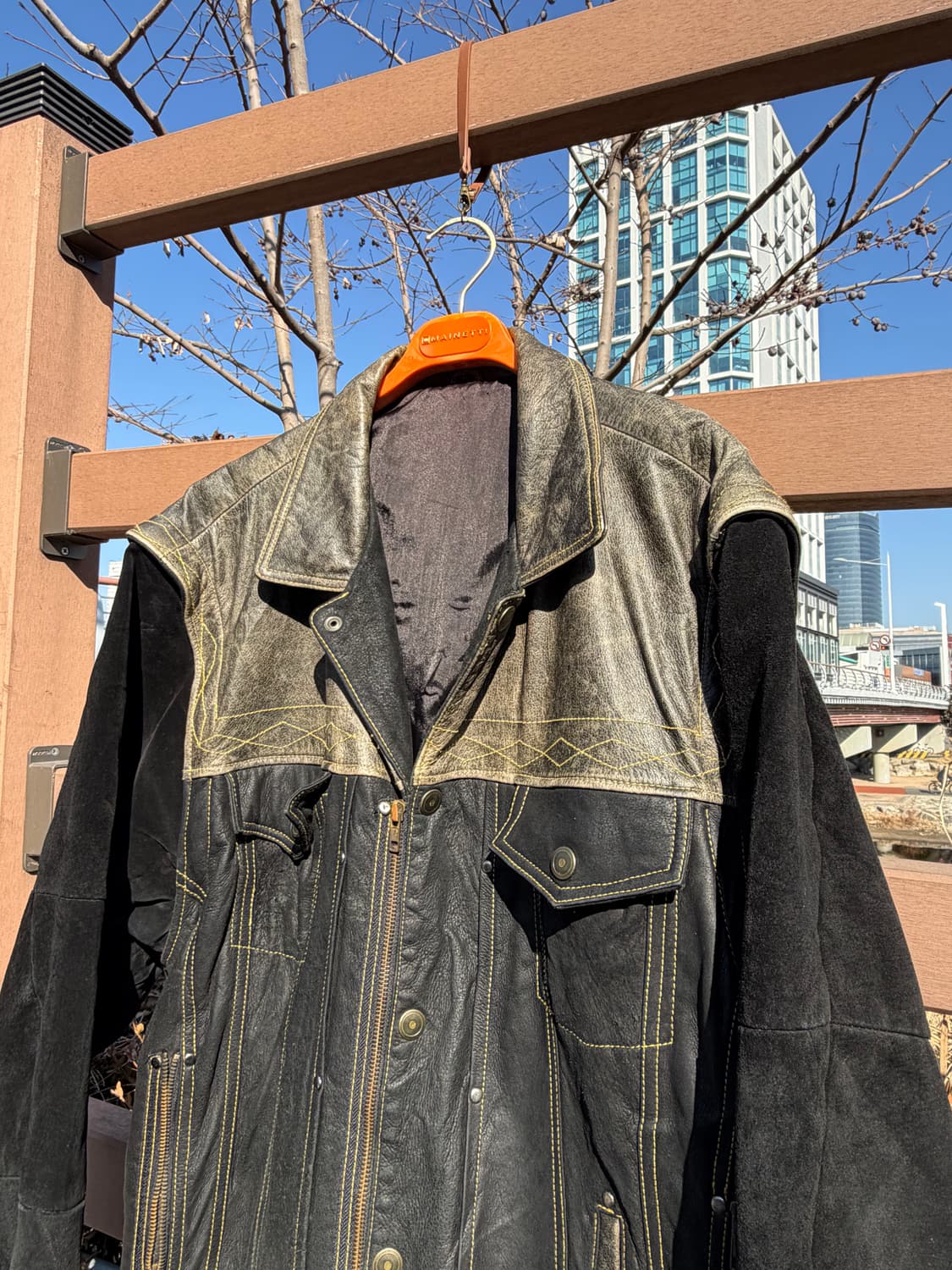 80s 90s leather jacket 웨스턴 트러커 가죽 자켓 상품이미지4