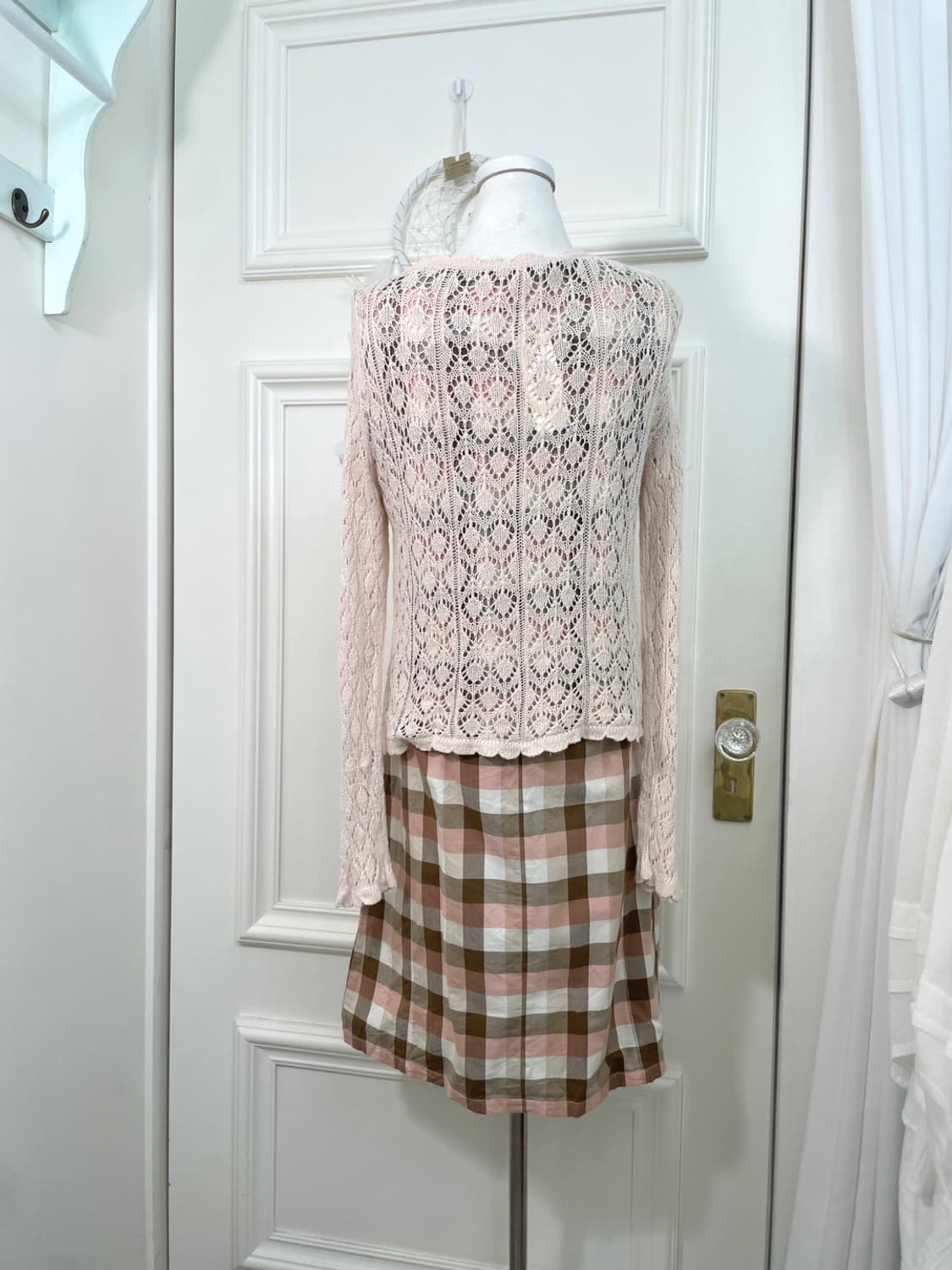 pink brown check cotton summer opc 상품이미지10