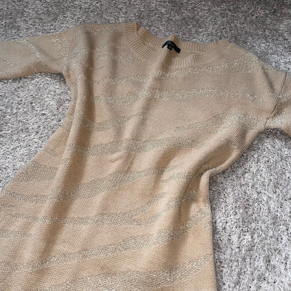 갸루 지브라 브라운 펄 니트 원피스 상품이미지3