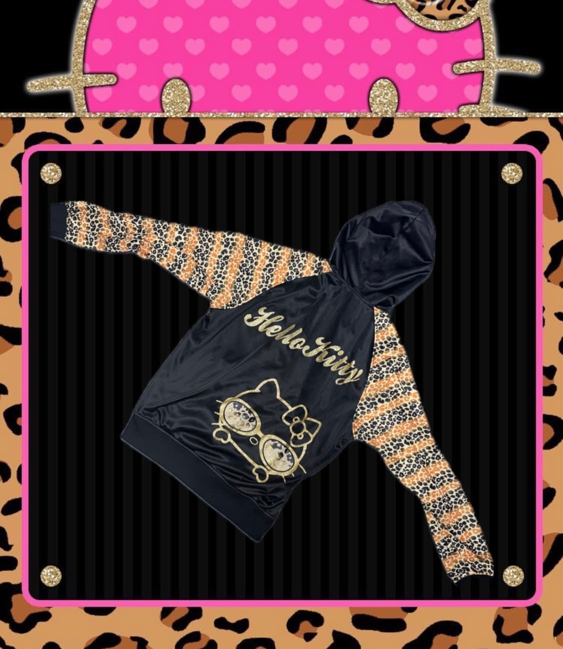 빈티지 갸루 키티 레오파드 후드집업 상품이미지2