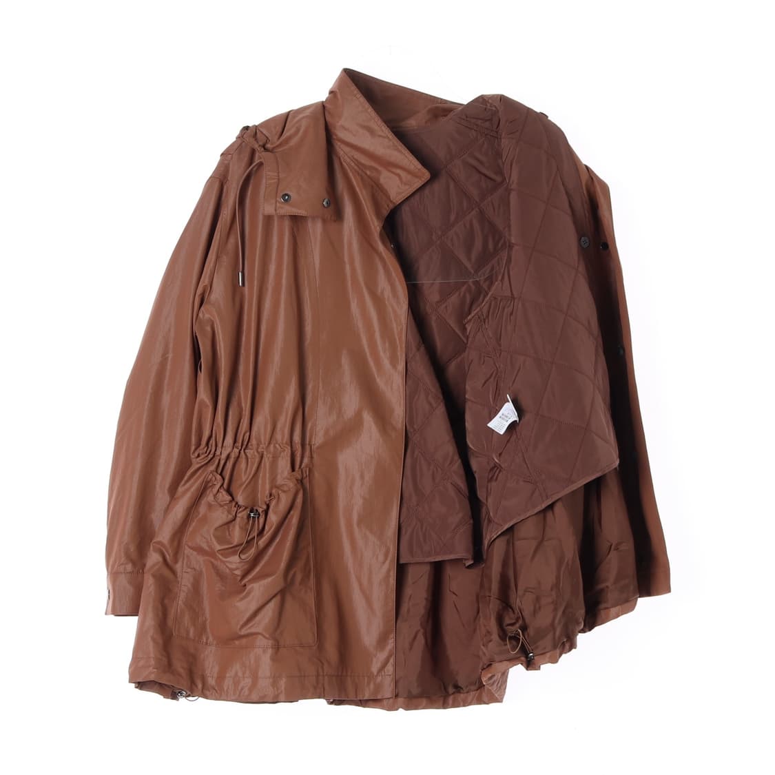 [S]타임 브라운 탈부착 퀼팅 패디드 에코 레더 가죽 점퍼
 상품이미지4