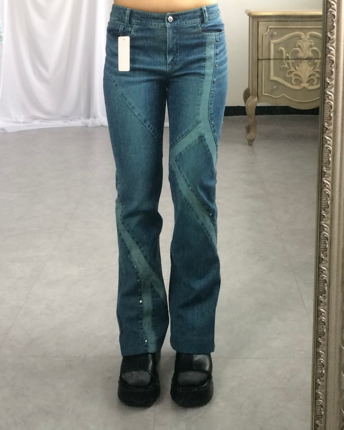 Line stud point denim pants 상품이미지5