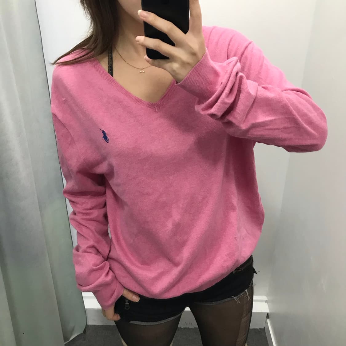 폴로 핑크 브이넥 슬림핏 니트 상품이미지4