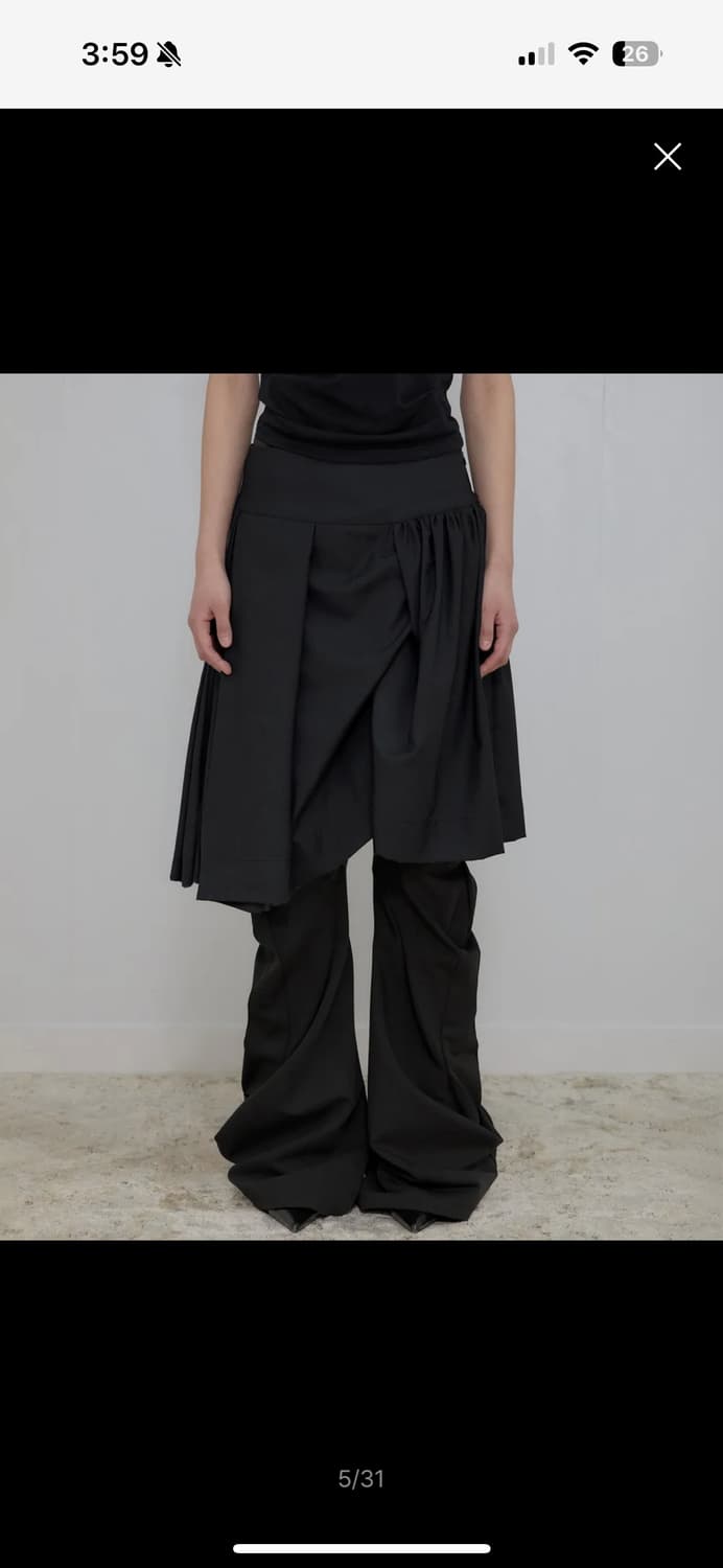 플레어업 Asymmetrical Draped Midi Skirt 블랙 상품이미지1