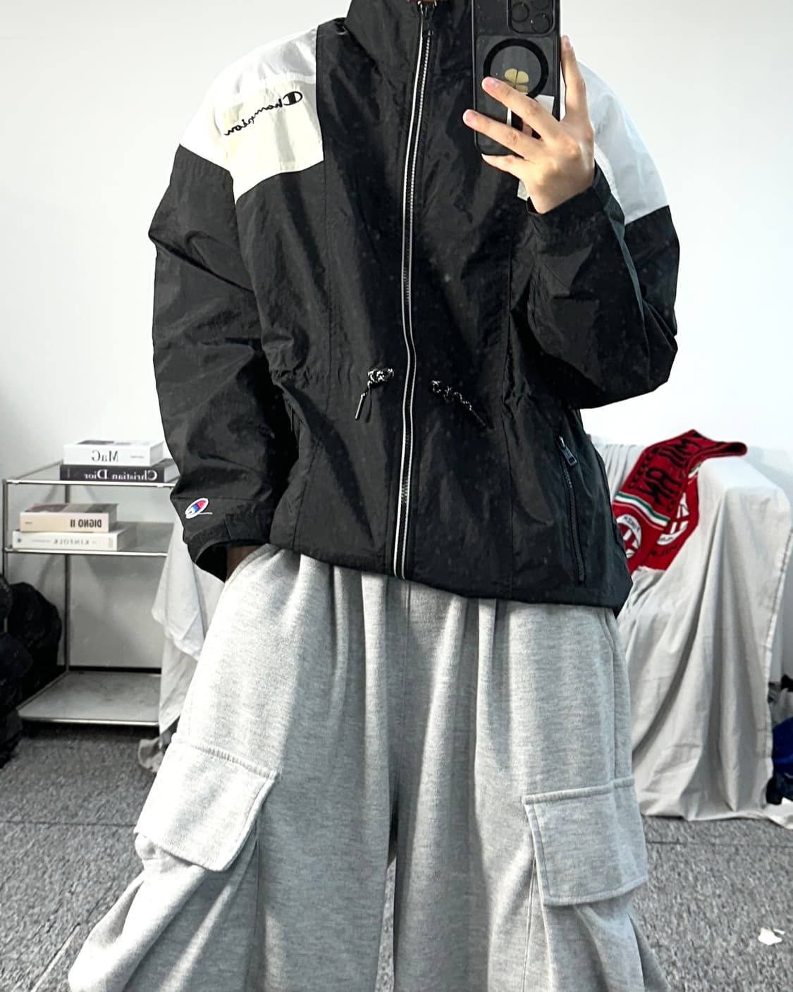 챔피온 블랙 화이트 바람막이 M 상품이미지3