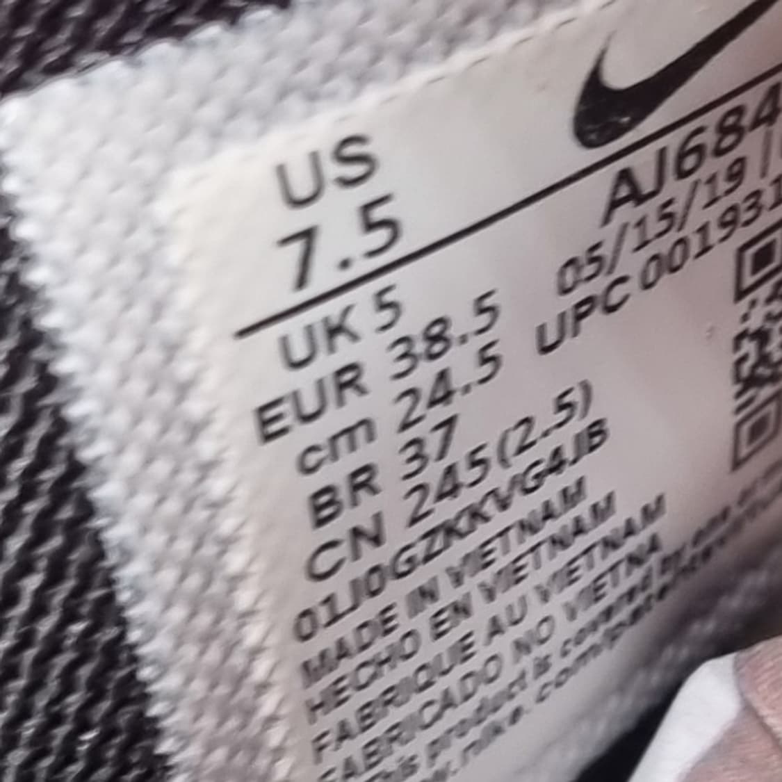 나이키 조이라이드 옵틱블랙 운동화245 상품이미지6