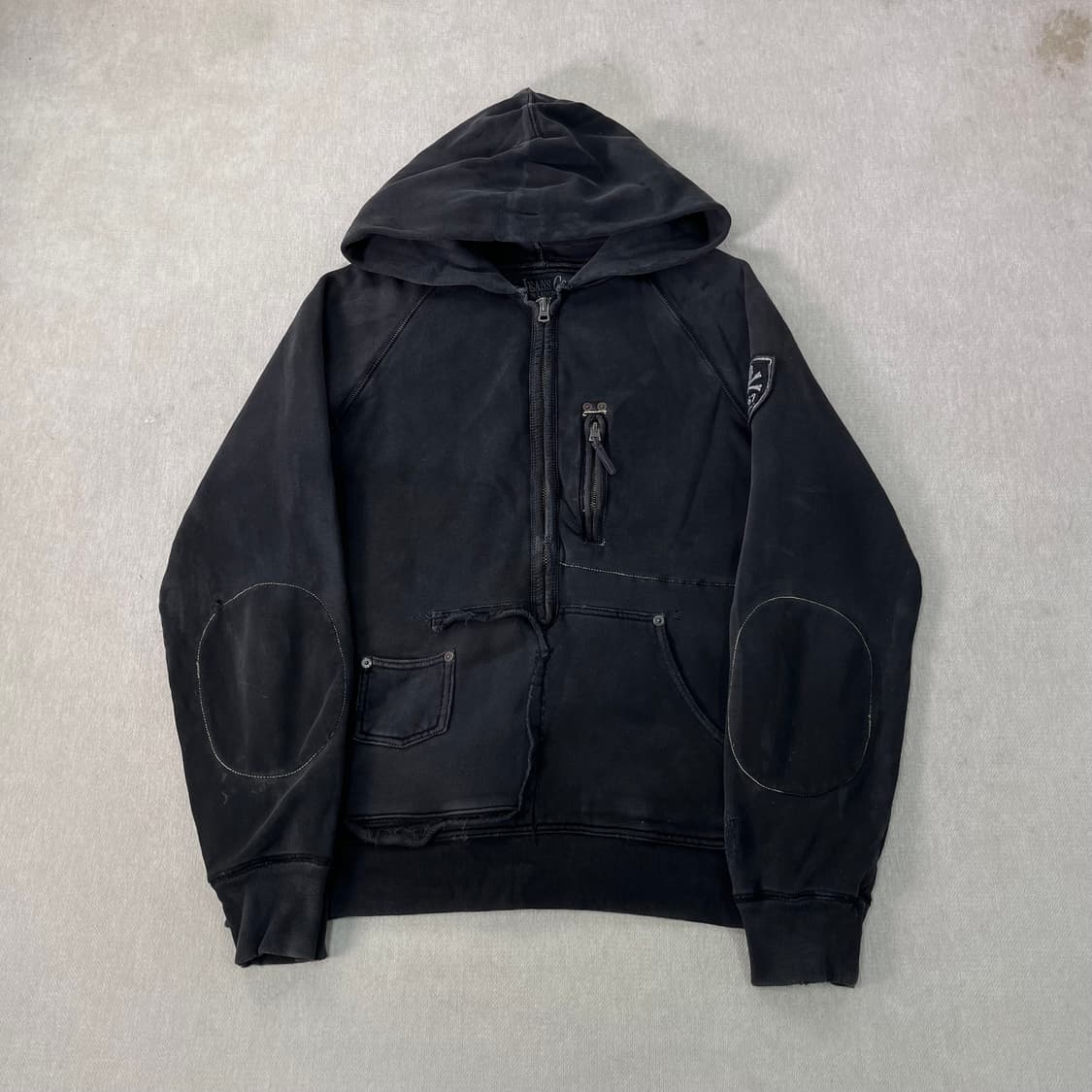 100 폴로랄프로렌 진스 딥 그레이 빈티지 데미지 반집업 후드티 상품이미지1