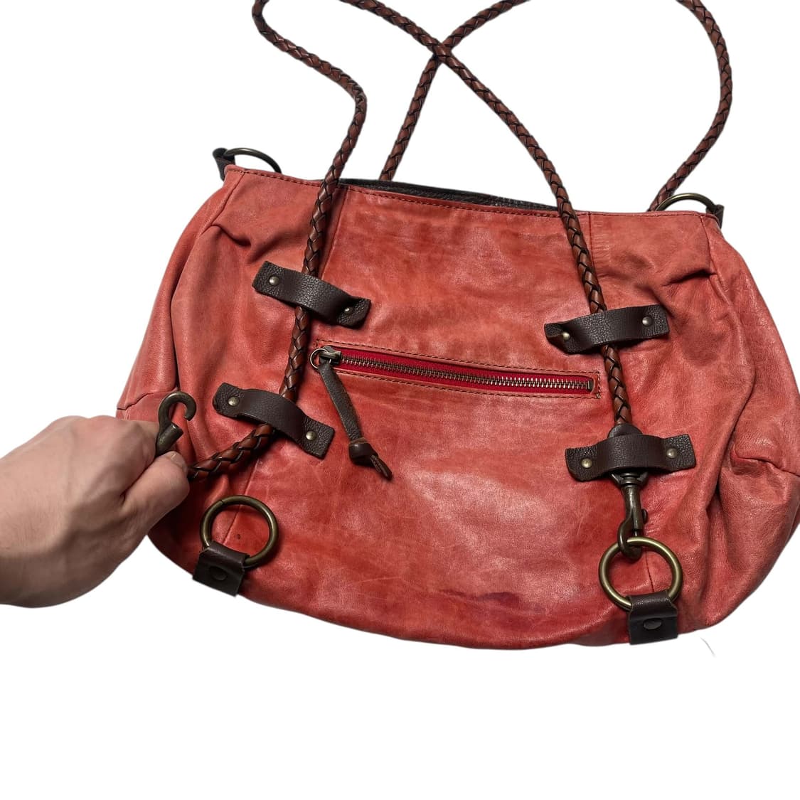cuir jouer cube 레드 레더 백 상품이미지3