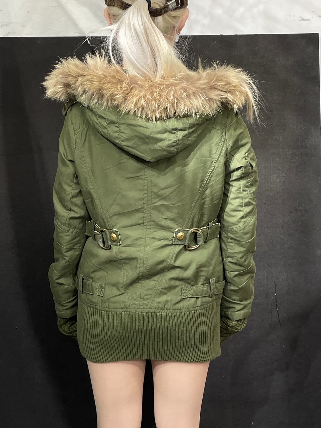 Sly 아카이브 울프죠 본디지 스트랩 퍼 후드 야상 자켓 S 상품이미지6