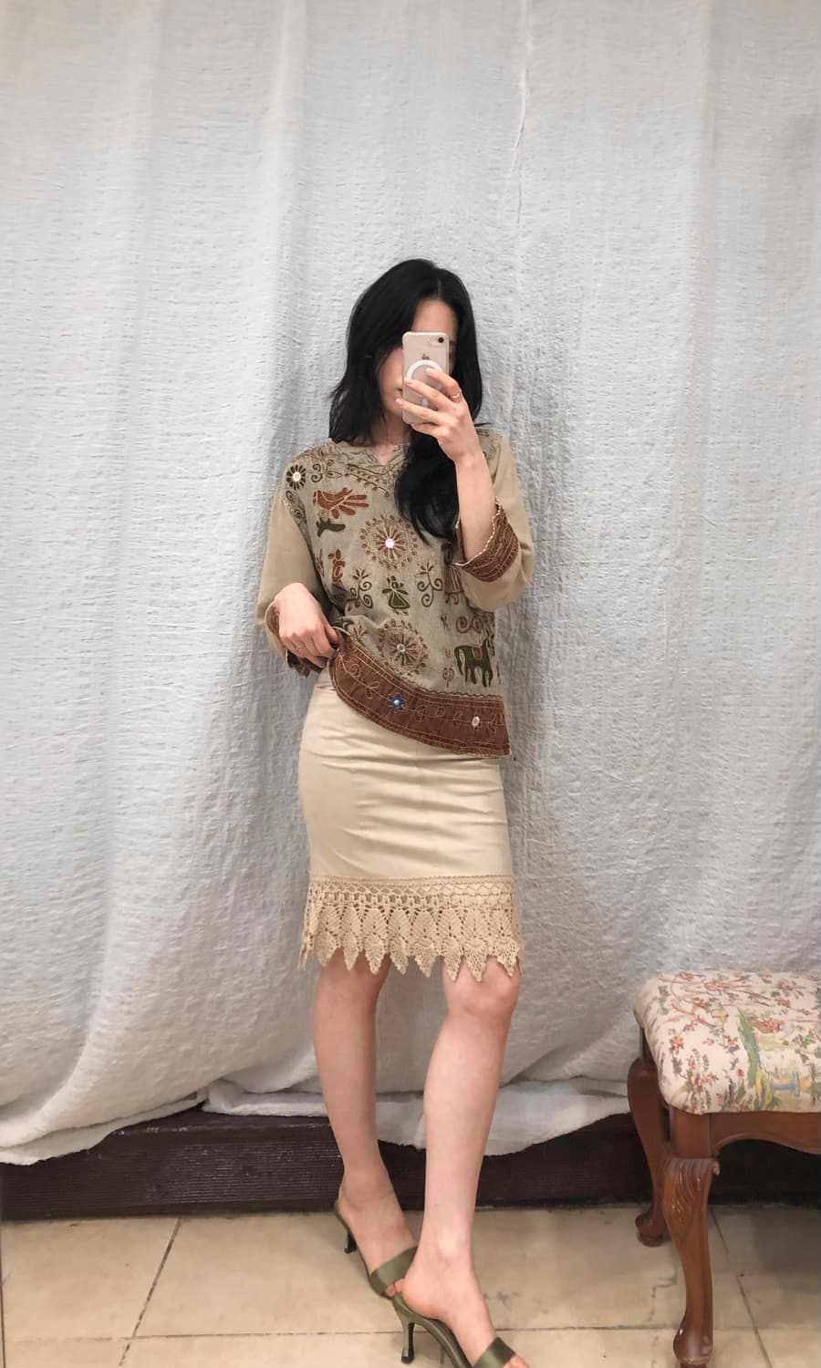 Bohemian crochet midi skirt 상품이미지2