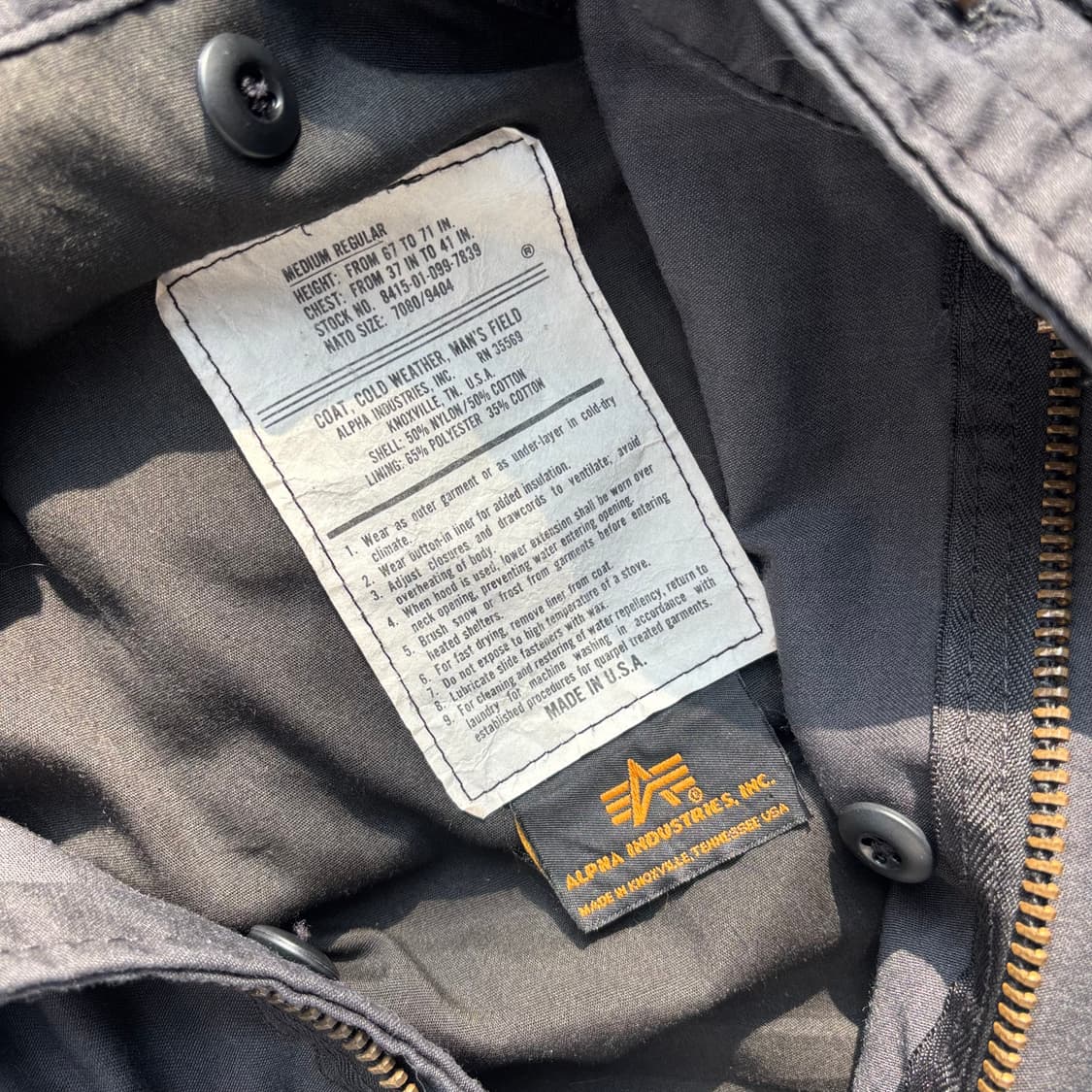 미국 알파 인더스트리 m65 필드자켓 상품이미지3