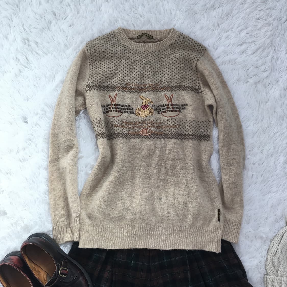 일본빈티지 토끼 자수 니트 스웨터 상품이미지6