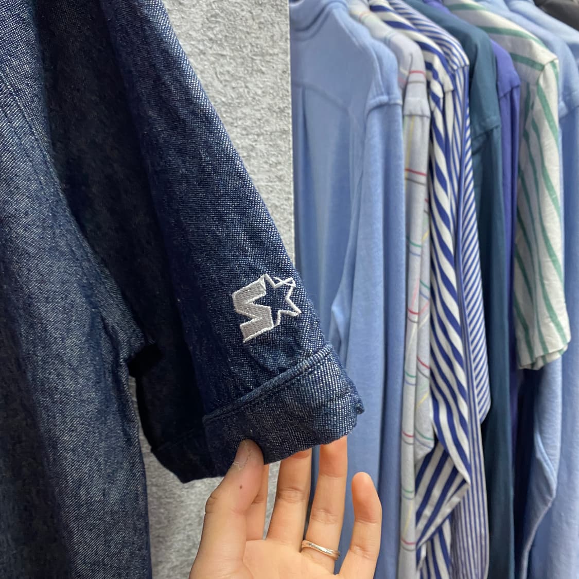 스타터 X 필드플란넬 인디고 블루 데님 베이스볼 자켓  B4529 상품이미지5