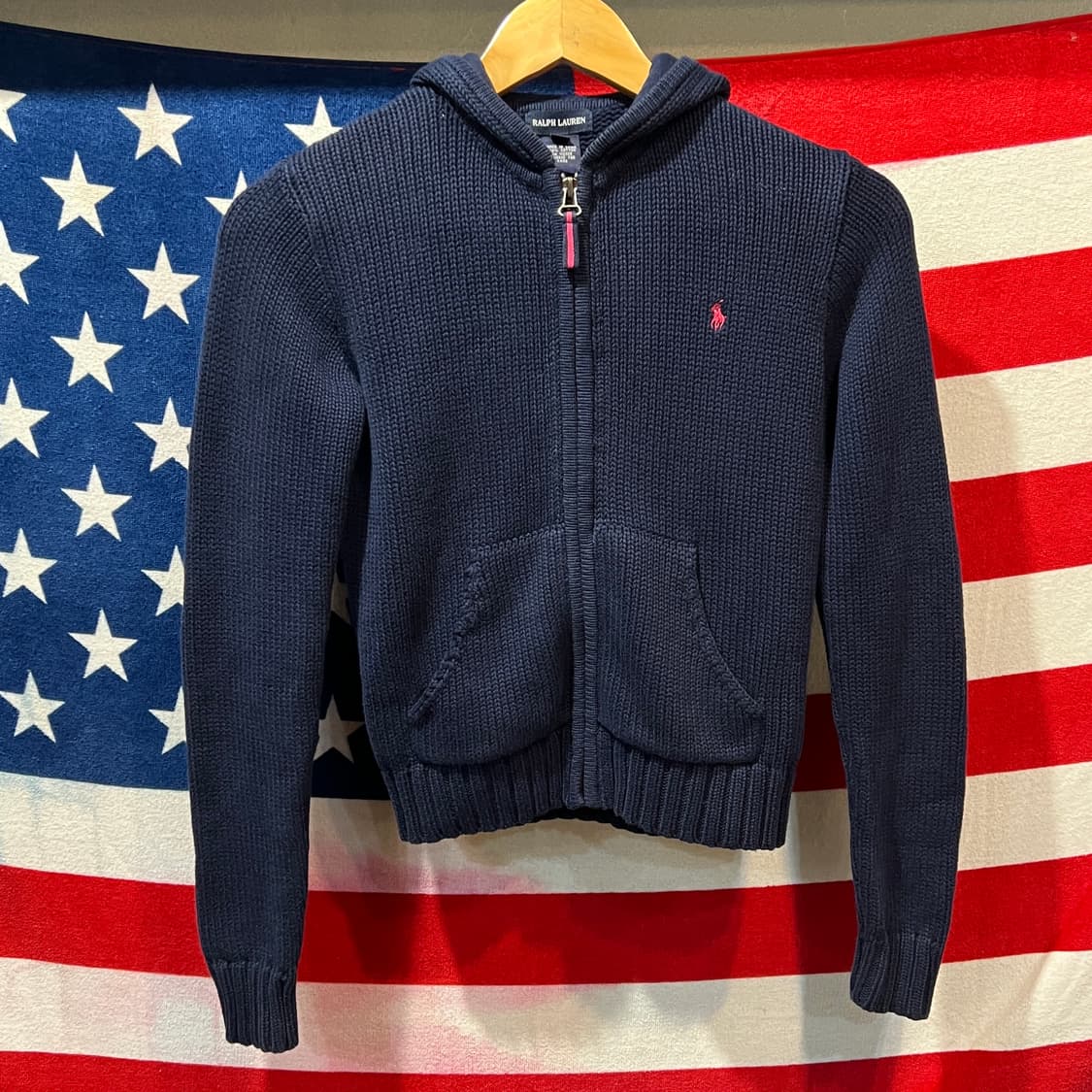 폴로 랄프로렌 크롭 후드집업 니트 상품이미지1