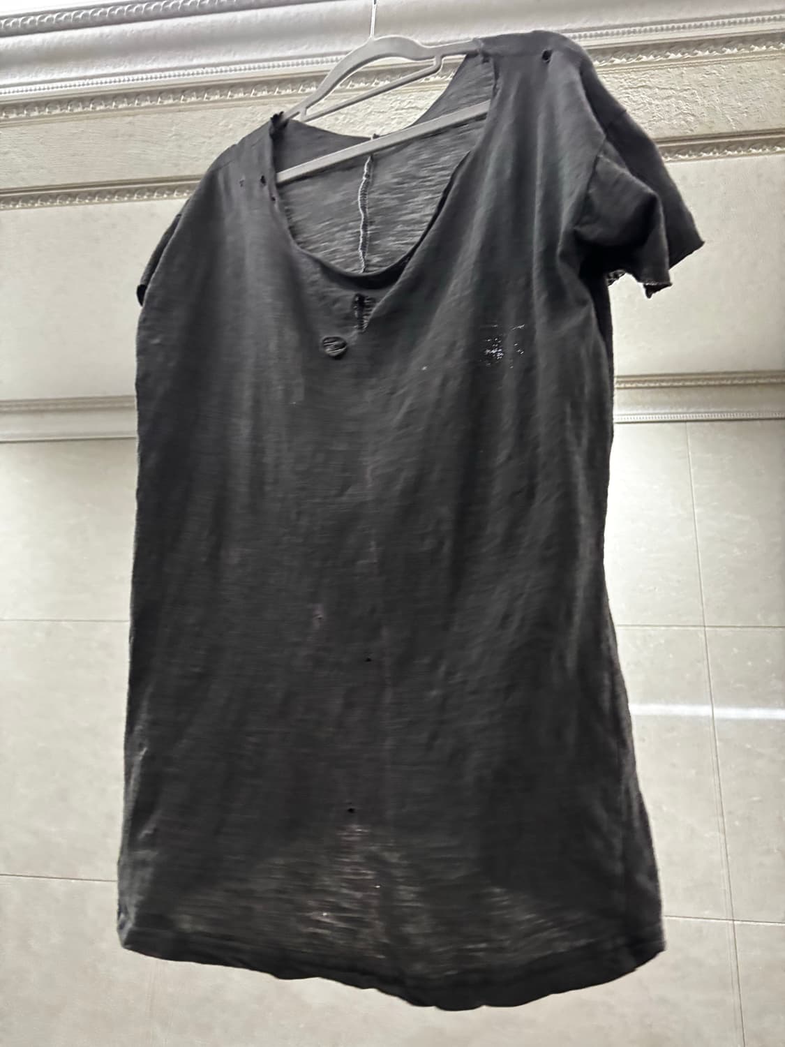 흘러내리는 로우 데미지 워싱 반팔 상품이미지4