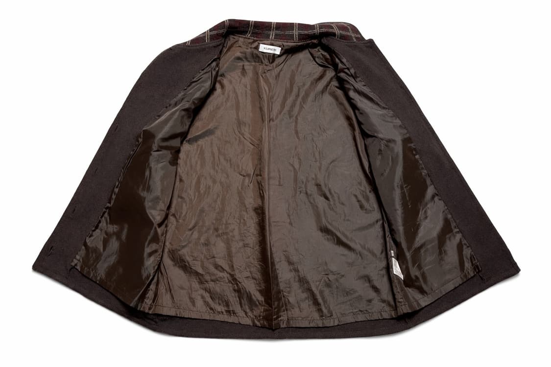 JPN 00s 일본 빈티지 y2k 모리걸 체크카라포켓 브라운 울 자켓 L 상품이미지3