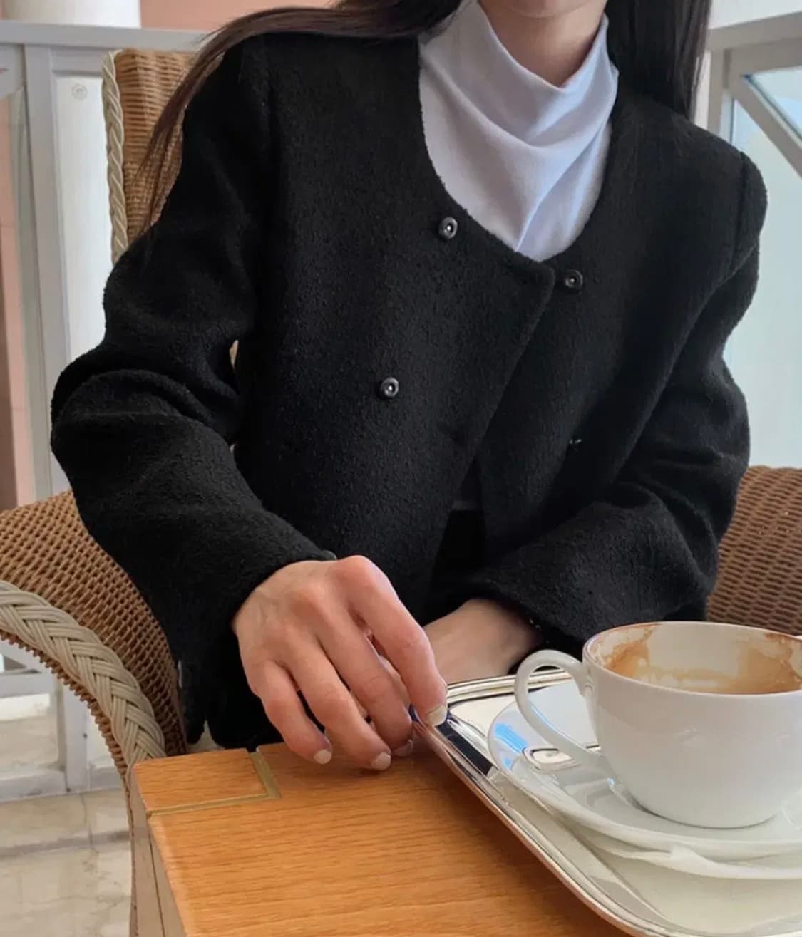 가내스라 온스 트위드 더블자켓 블랙 상품이미지3