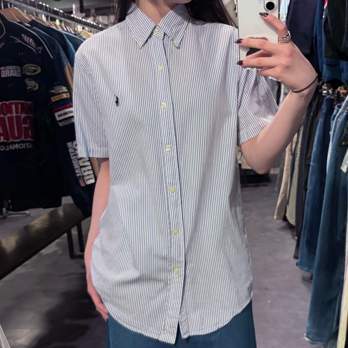 [IM] 폴로랄프로렌 스트라이프 반팔 셔츠 블루 상품이미지3