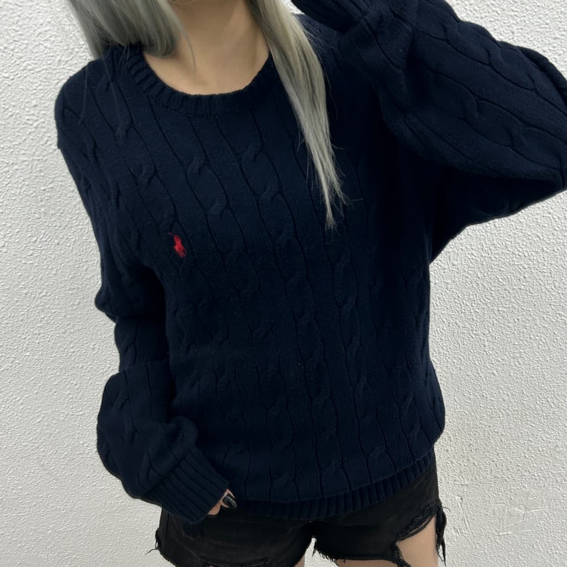 폴로 랄프로렌 레드포니 네이비 꽈배기 니트 L 상품이미지1