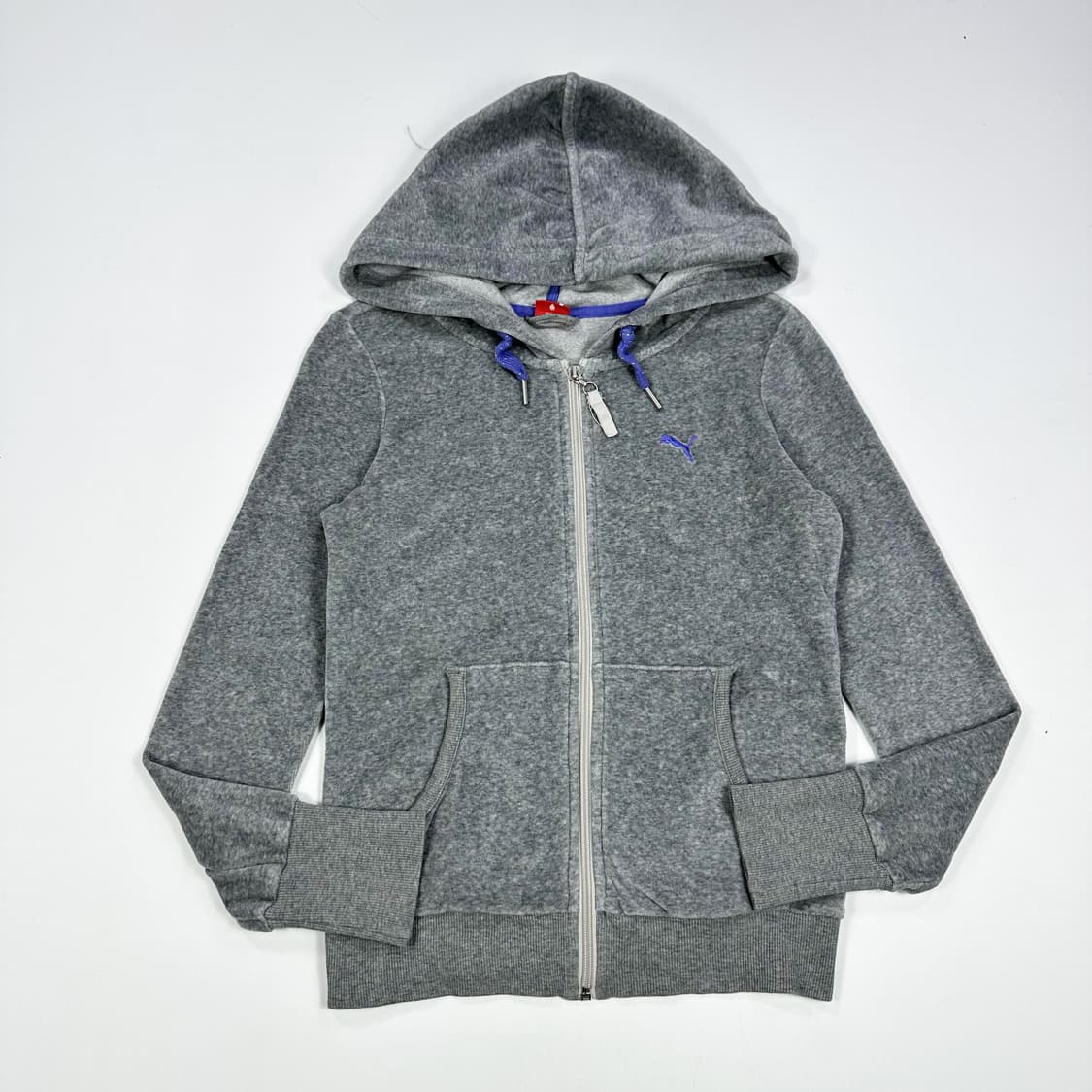 푸마 시그니처 로고 벨벳 그레이 후드집업 (S 여성추천) 상품이미지2