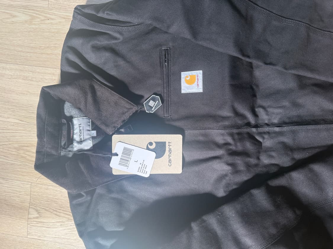 칼하트 WIP 라인드 디어본 캔버스 디트로이트 자켓 블랙 리지드 - 윈터 상품이미지2