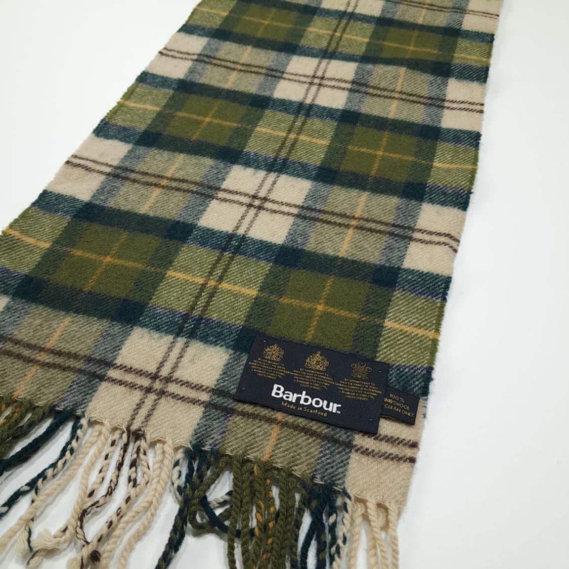 MX392 바버 스코틀랜드판 램스울 3로얄워런트 올리브 머플러 목도리 상품이미지3