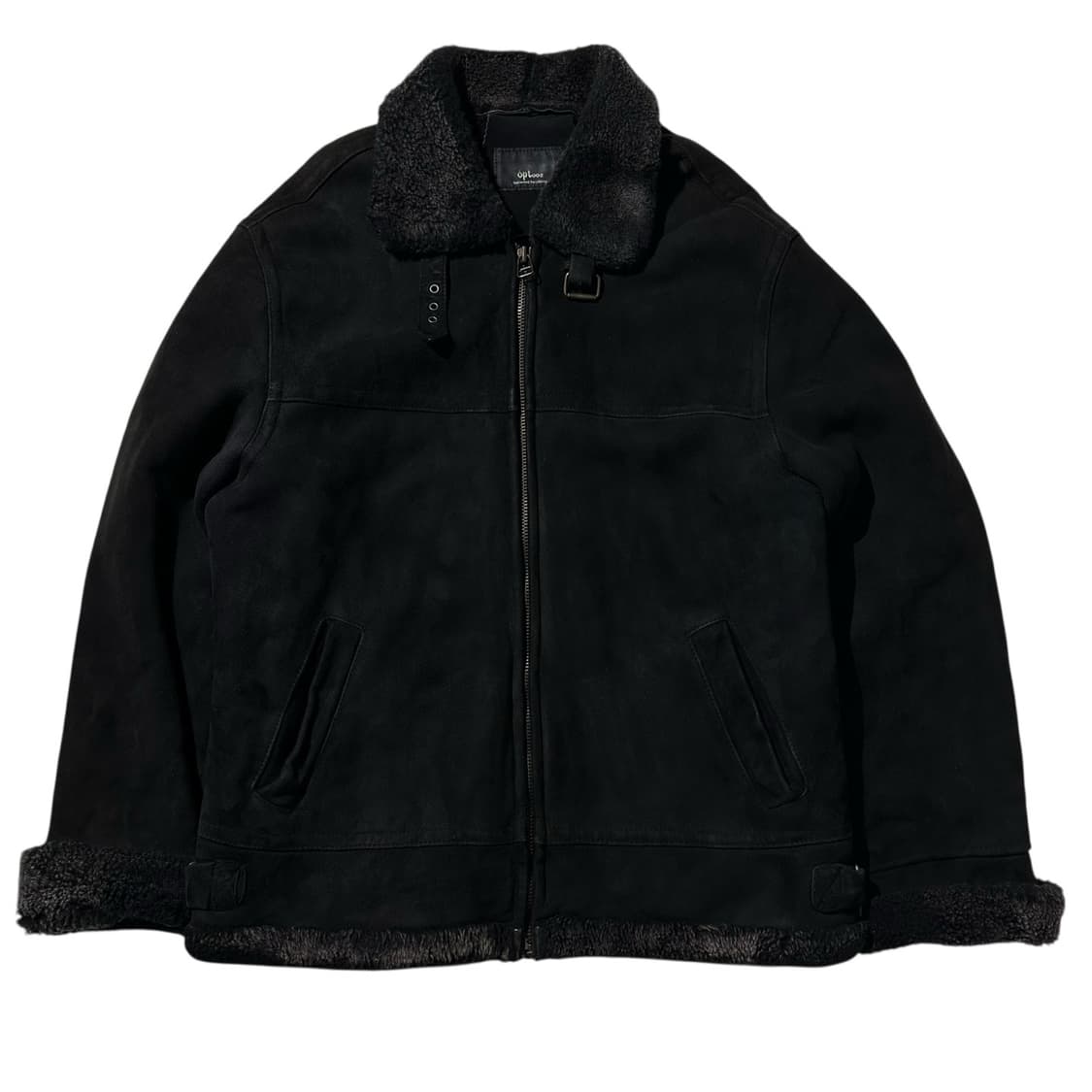 Opt002 램스킨 시어링 무스탕 봄버 자켓 블랙 상품이미지1