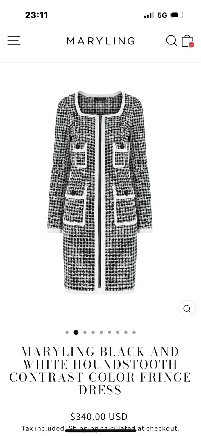 (38)메릴링 MARYLING  22AW 하운드체크 스퀘어넥 원피스 상품이미지1