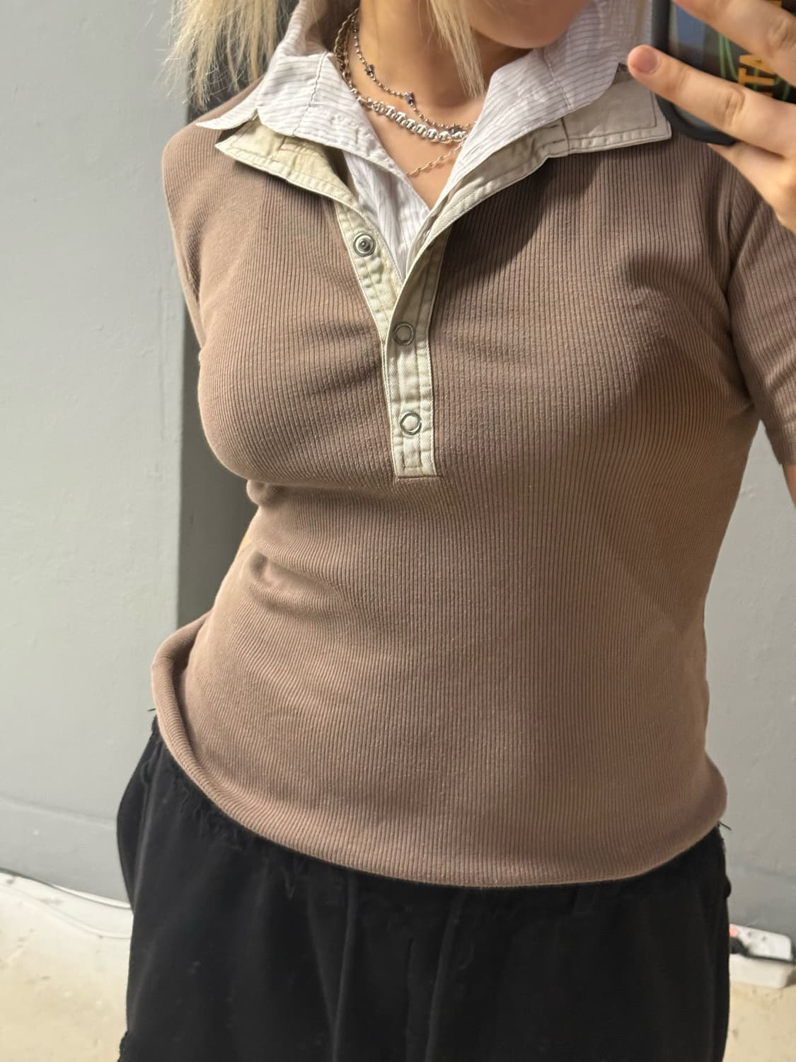 layered collar detail top  상품이미지2