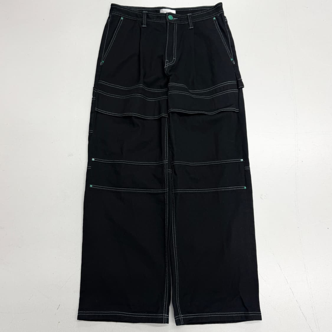 메종미네드 카펜터 스티치 와이드 팬츠 블랙 상품이미지2