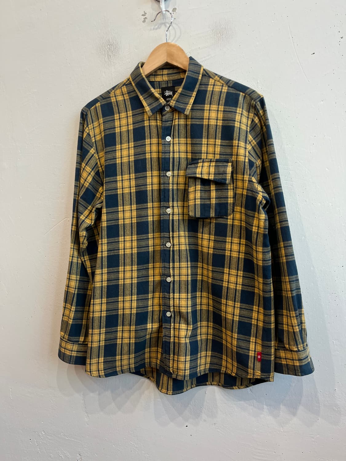 스투시 포켓 옐로우 플란넬 체크 셔츠 M 상품이미지1