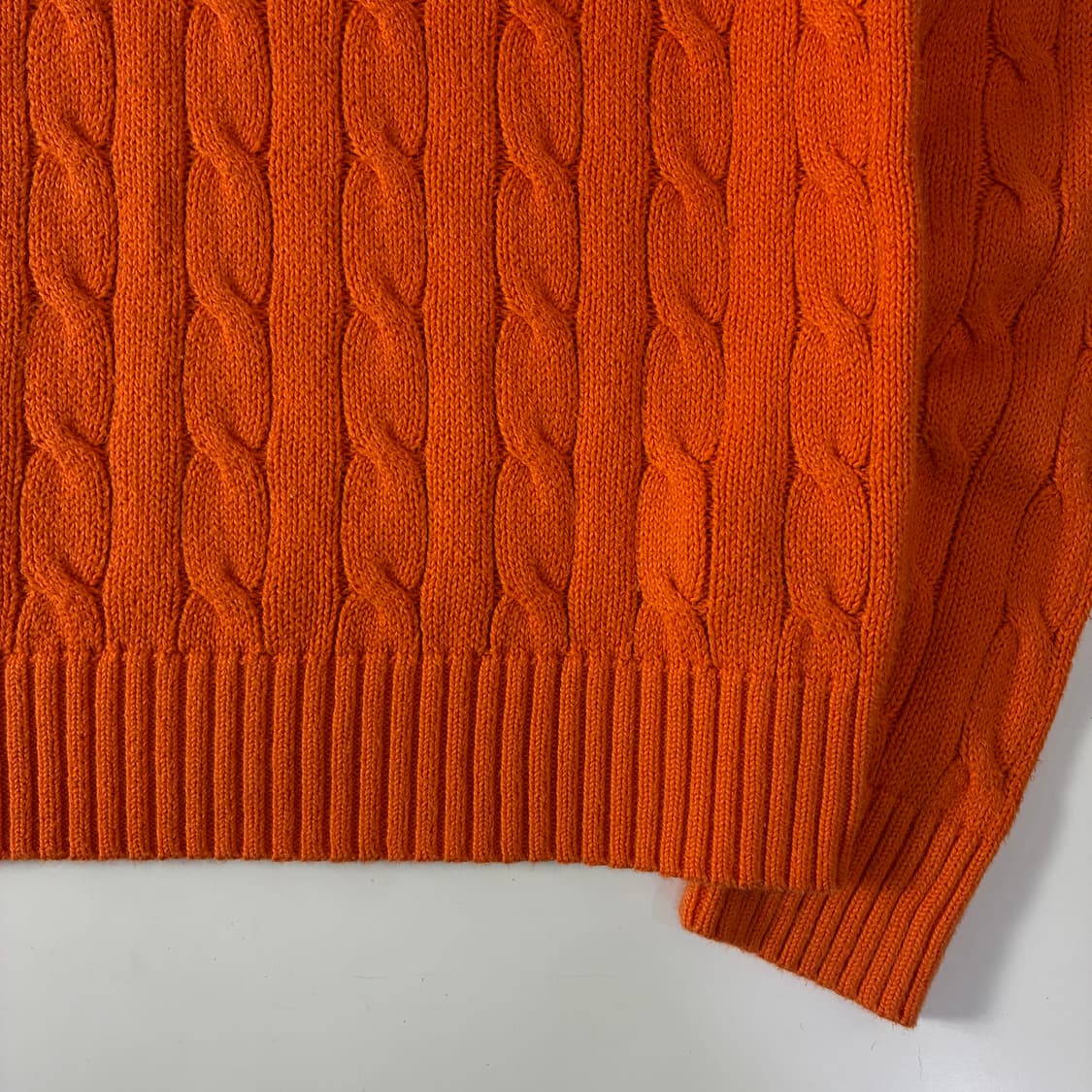 Polo   폴로 랄프로렌 자수 코튼 오렌지 꽈배기 니트   상품이미지4