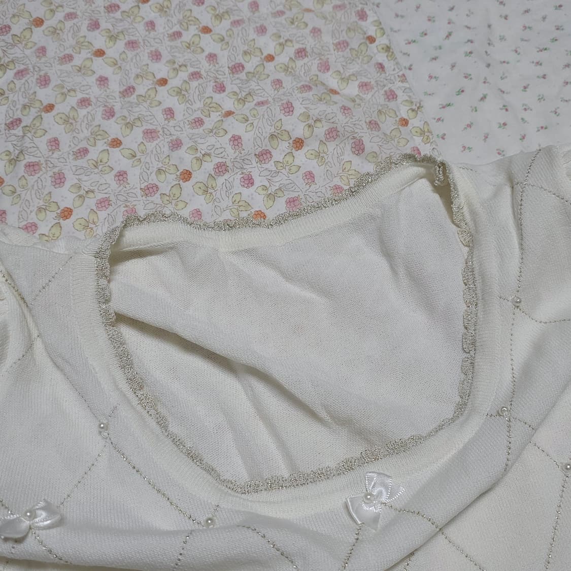 빈티지 아가일 로걀 레이스 리본 로걀탑 히메갸루 리즈리사깔 상품이미지6