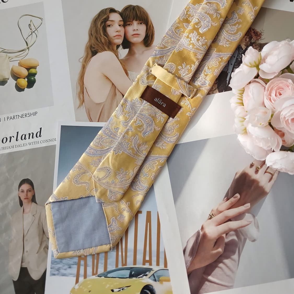 알라라 실크 옐로우 페이즐리 넥타이 9.3cm A+등급 A18905
 상품이미지3