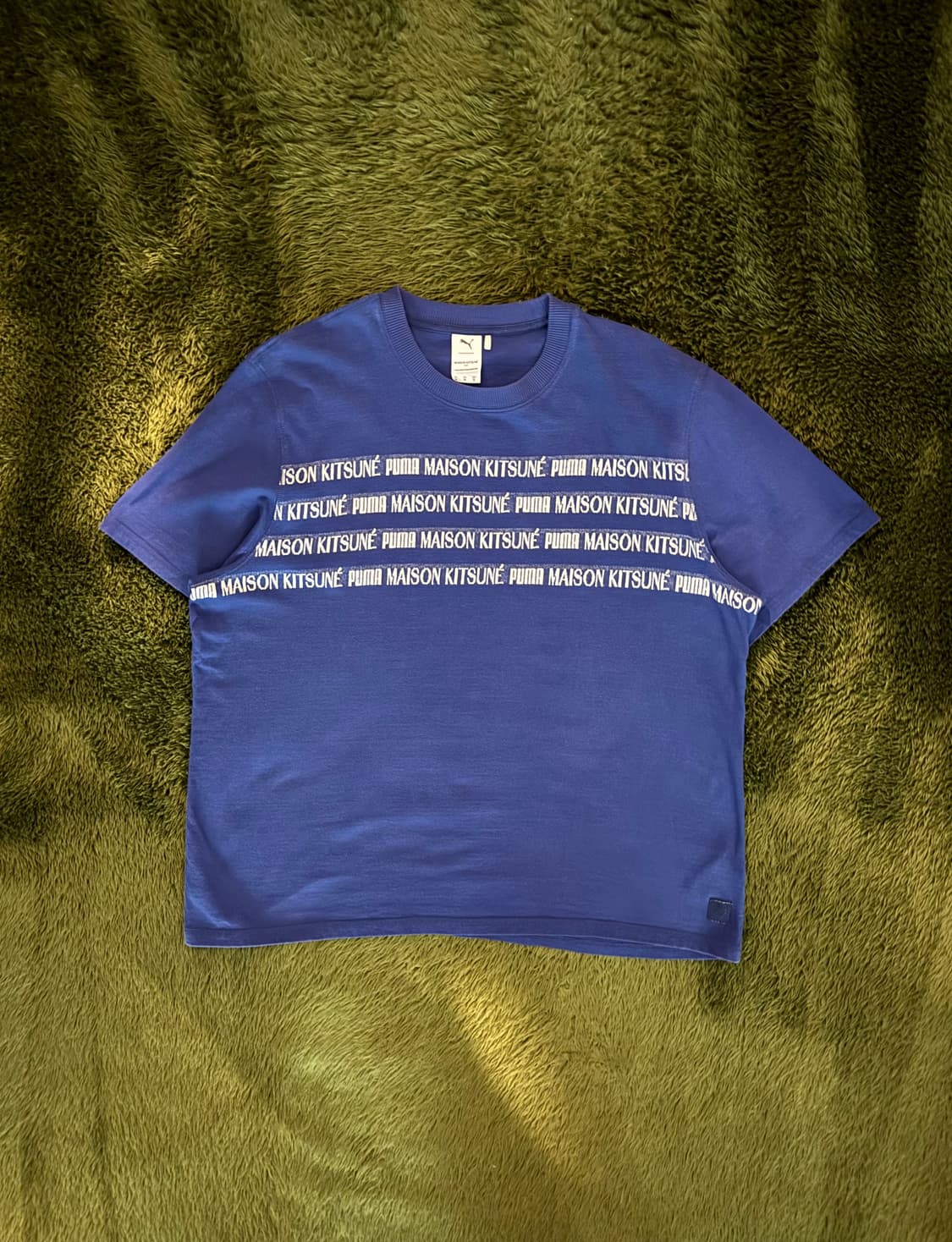 [XL] 푸마 X 메종 키츠네 콜라보 자카드 티셔츠 블루 상품이미지1
