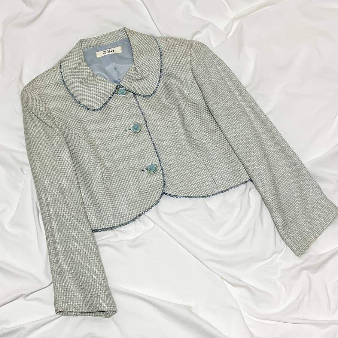 빈티지 ) 아이스블루 크롭 자켓 상품이미지2