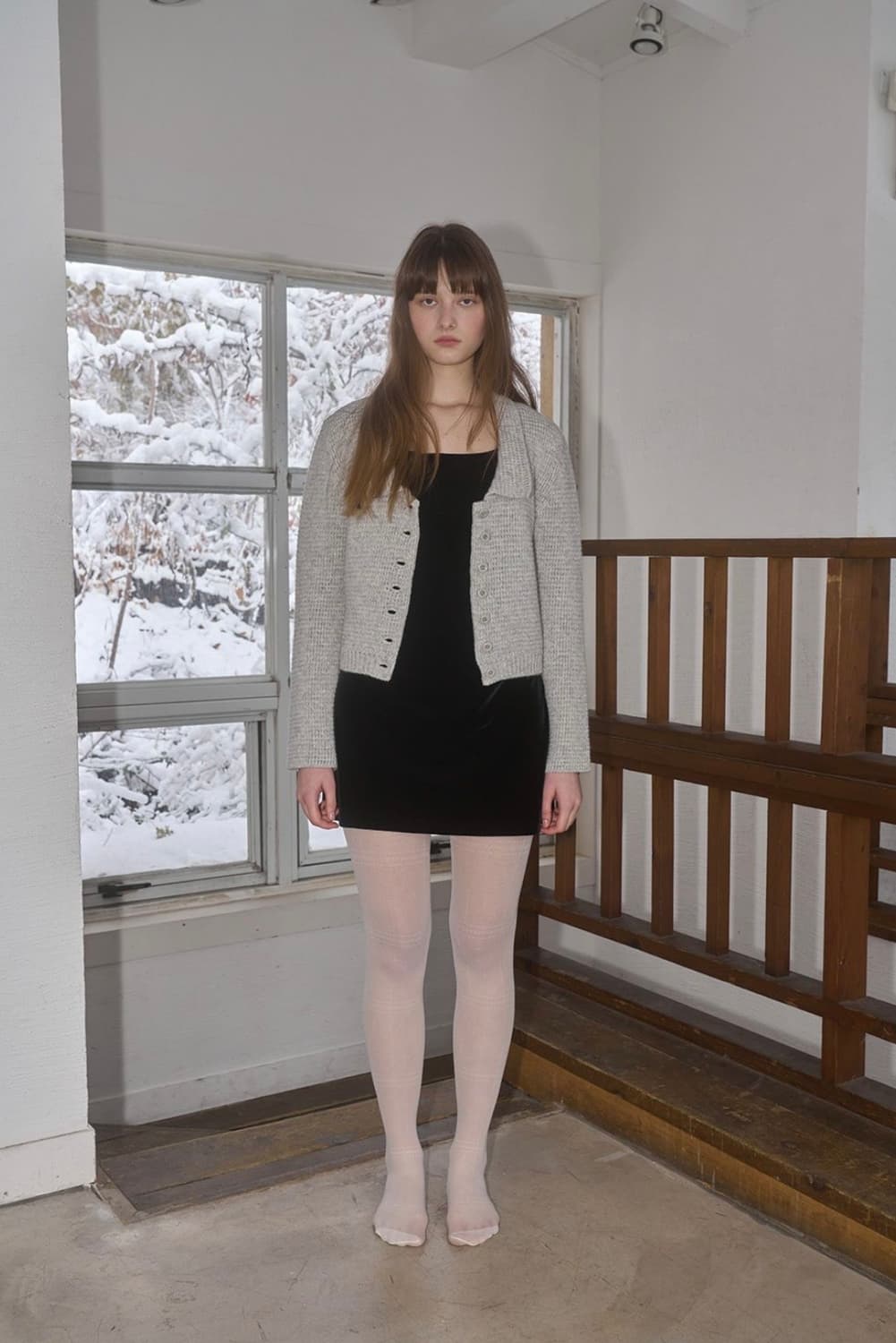 (새상품/택O) 바이무드 더히어 스코틀랜드 울 가디건 그레이 상품이미지6