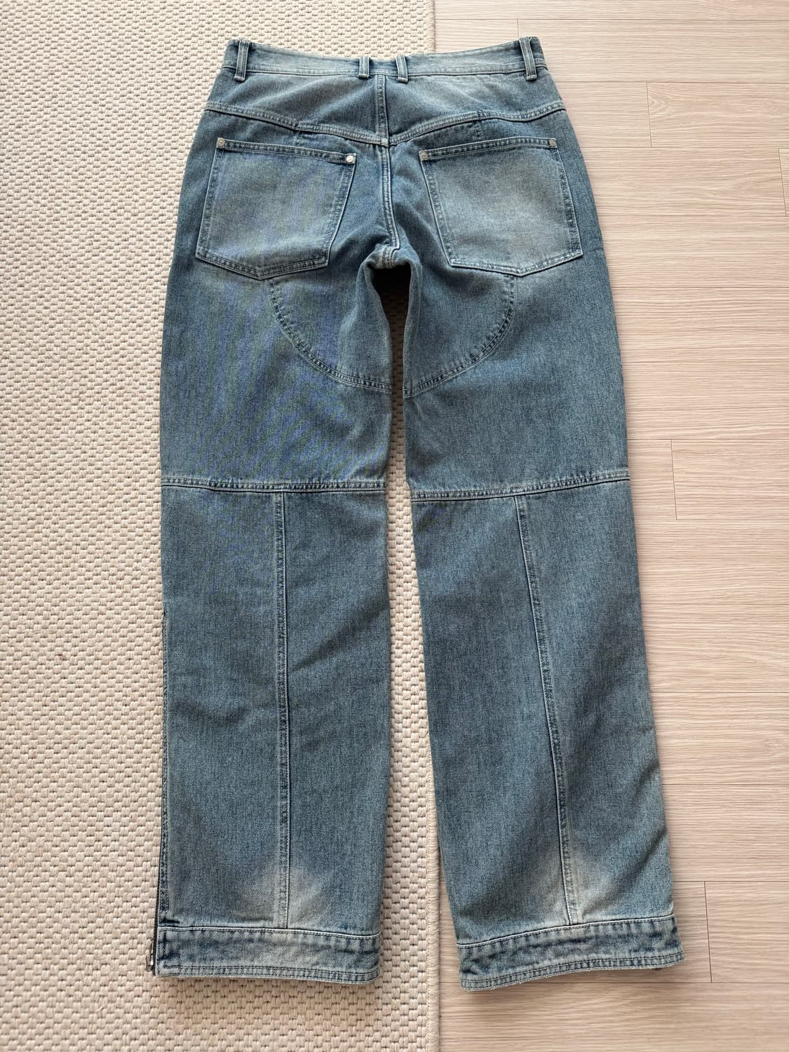 앤더슨벨 워시드 블루 지퍼 와이드 레그 진 상품이미지4