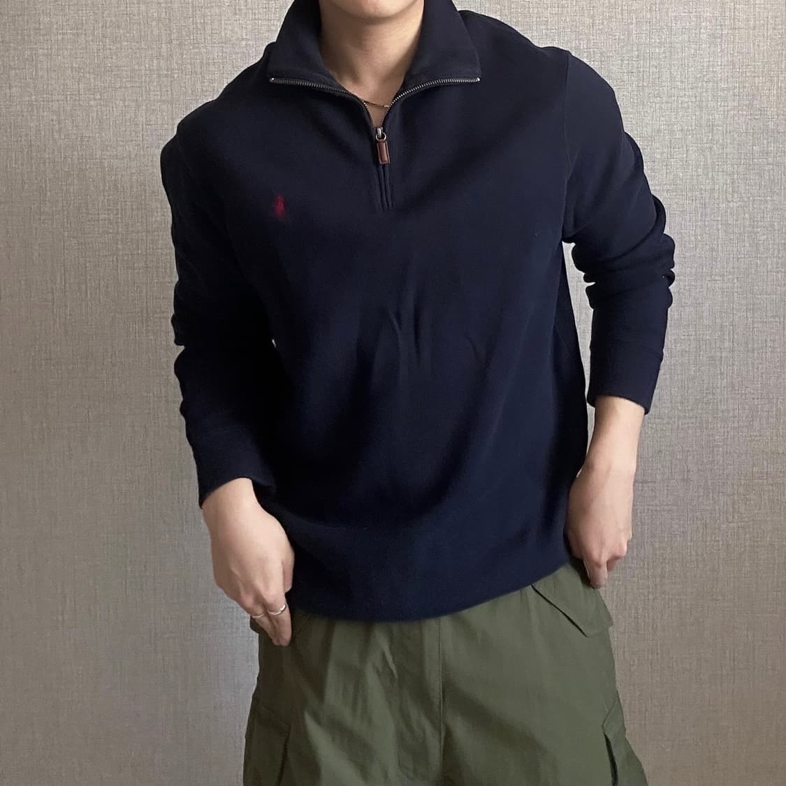 폴로 랄프로렌 네이비 반집업 니트 L 상품이미지1