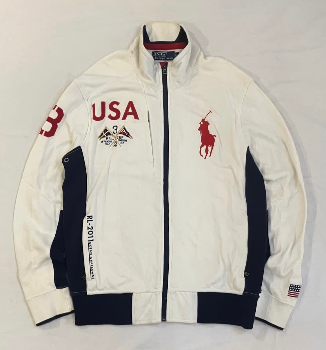폴로 랄프로렌 빅포니 USA 레이싱 져지 자켓 화이트 상품이미지1