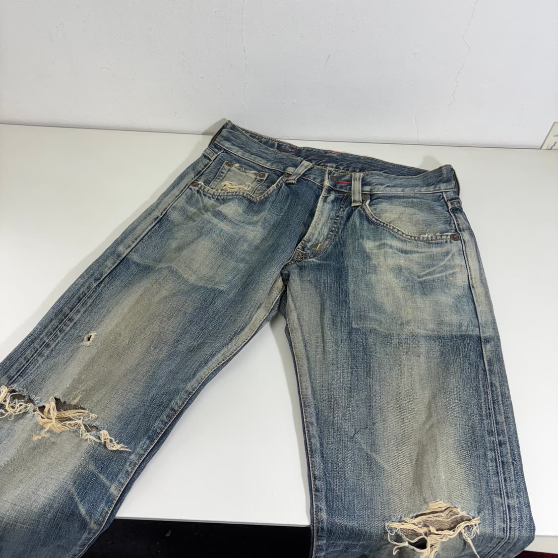 M 에드윈E501 중청워시드 무릎찢청 데님팬츠 상품이미지1