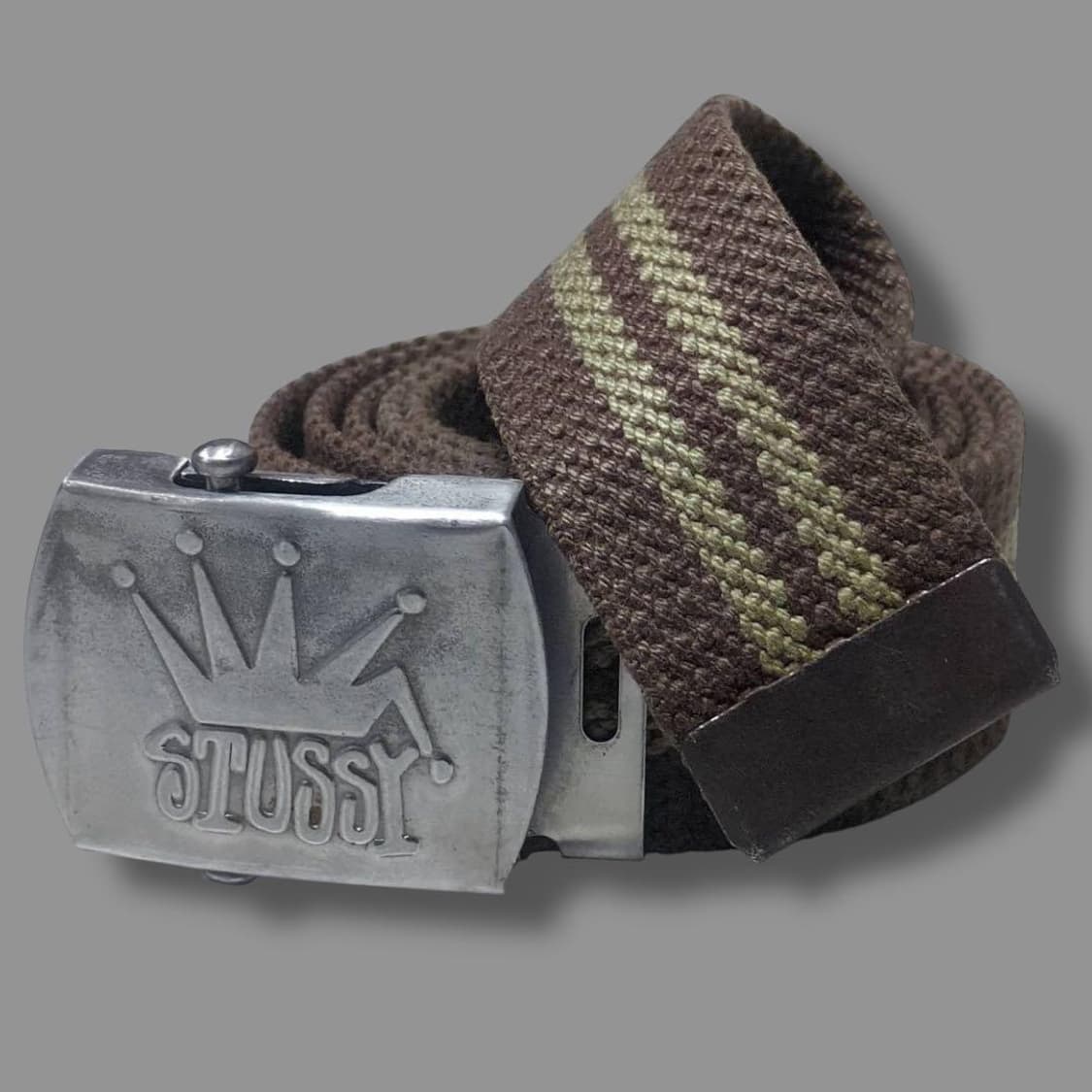 90s 올드 스투시 크라운 웹 벨트 브라운 상품이미지1