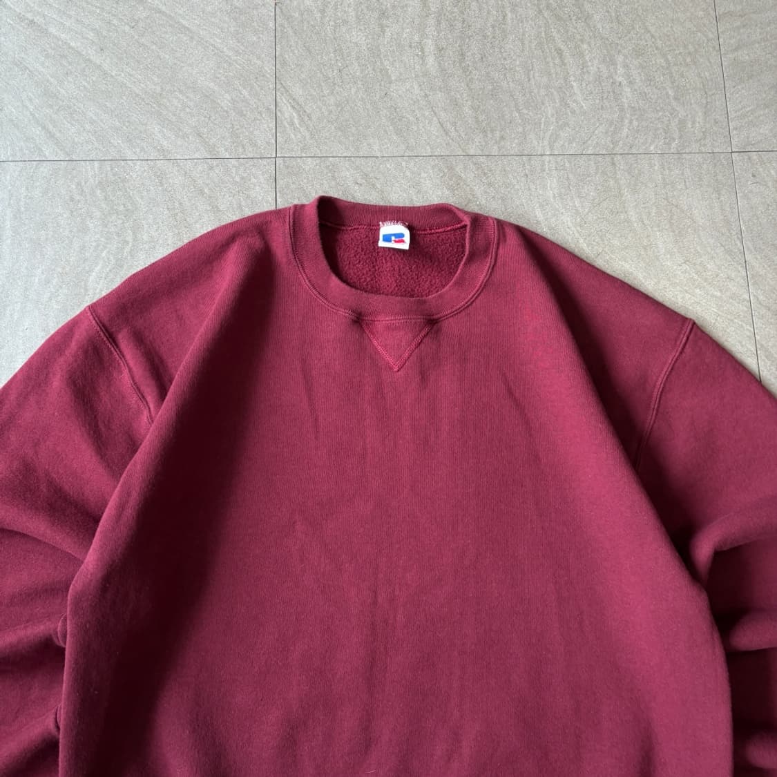 90s 90년대 미국 생산 러셀 블랭크 버건디 스웻셔츠 상품이미지3