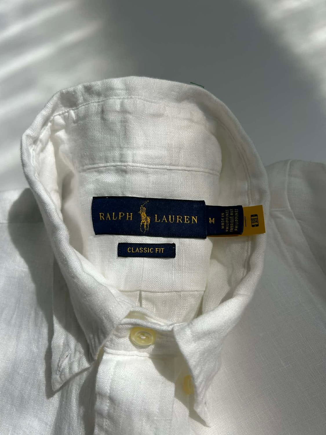 [M] 폴로 랄프로렌 현행QR 린넨 택채 새상품 화이트 셔츠 상품이미지2